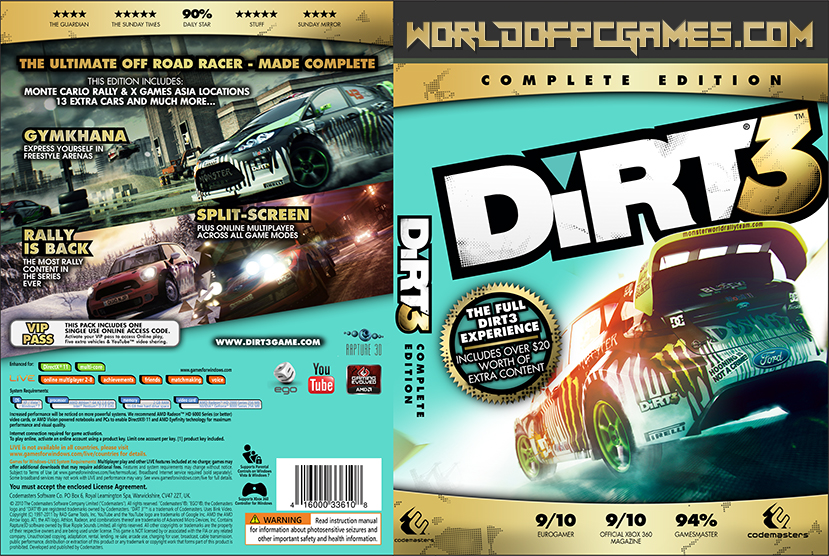 Dirt 3 Free Download Complete Edition PC Game By Worldofpcgames.com