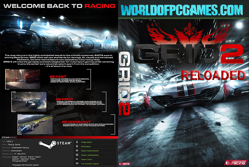 Grid 2 Reloaded Free Download PC Game By Worldofpcgames.com
